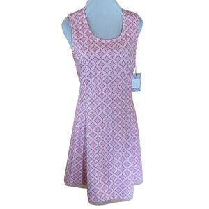 Stella Parker Sport NEW Pink Geo UPF 50 Sleeveless Performance Dress Medium